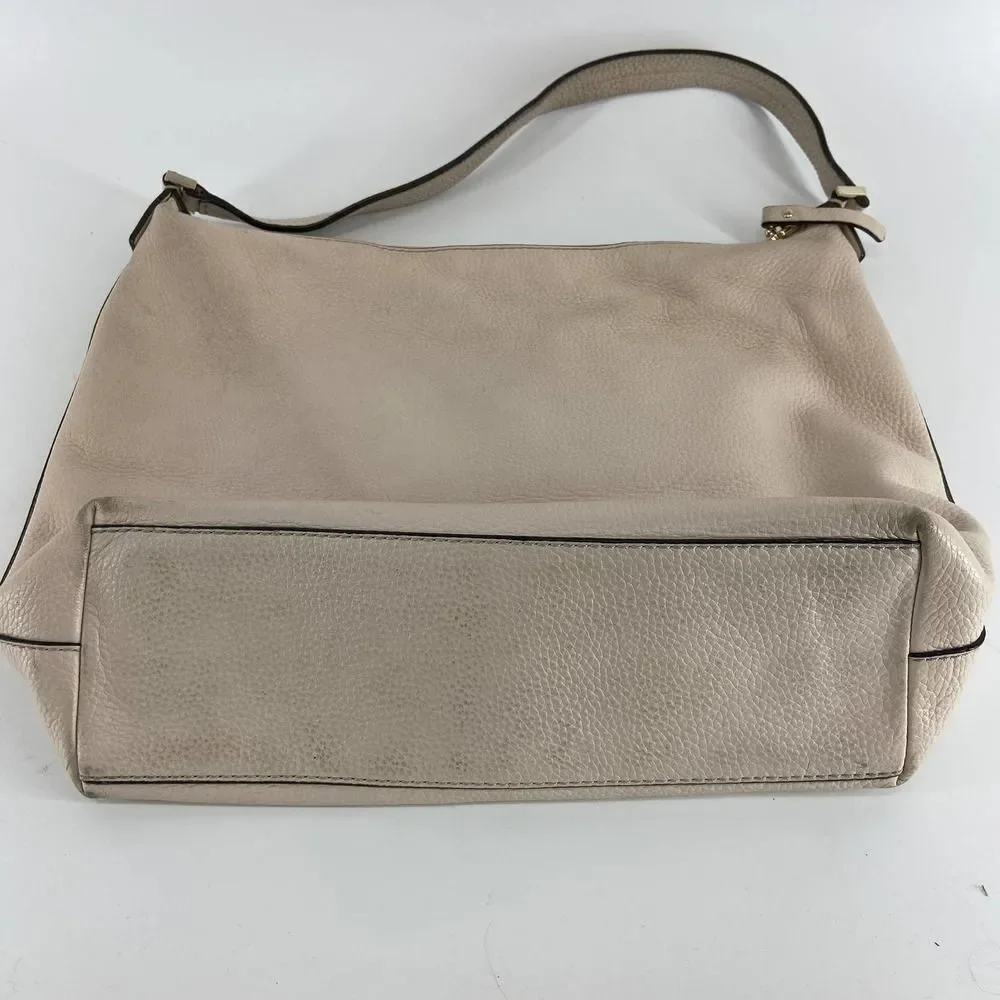 Kate Spade Cream Pebble Leather Boho Shoulder Bag Purse
